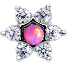 Load image into Gallery viewer, 1/4 Pink Faux Opal Internally Threaded Star Flower Labret Monroe
