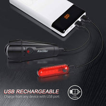 Load image into Gallery viewer, Ascher Ultra Bright USB Rechargeable Bike Light Set