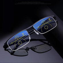 Load image into Gallery viewer, Attractive Metal Frame Sunglasses Style Intelligent Multifocal Progressive Reading Glasses and Men Women Dual-use Anti-Blue Light Automatic Adjustment Eyewear