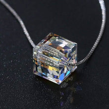 Load image into Gallery viewer, Aurora Borealis Crystal Cube Necklace Made with Swarovski Crystal