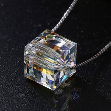 Load image into Gallery viewer, Aurora Borealis Crystal Cube Necklace Made with Swarovski Crystal