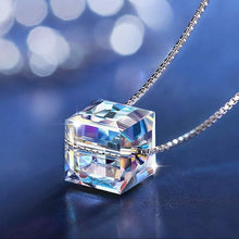Load image into Gallery viewer, Aurora Borealis Crystal Cube Necklace Made with Swarovski Crystal