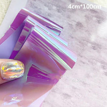 Load image into Gallery viewer, Aurora Nails Glass Foil Film Sticker Cellophane Paper Korean Nail Trend Design Ice Cube Manicure Accessories Heart Nail Art Stickers Glitter Decals Decoration Stickers Glitter Decals Love Nail Sequins Laser Heart Nail Supplies Sparkle Nail