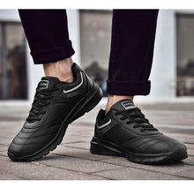 Load image into Gallery viewer, Autumn Mens Fashion White Sneakers Light Sport Shoes Black Leather Running Spring Winter Warm Soft Shoes Athletic Road Running Casual Lace Up Comfort Sports Fashion Sneakers