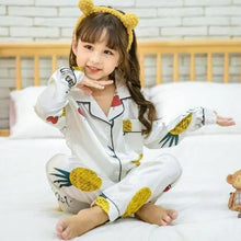 Load image into Gallery viewer, Autumn Winter Long Sleeve Kid Sleepwear Set Silk Pajamas Set Boys Pajamas Sets For Kids Home Cloth Girls Pajamas Set Kids Pajamas Sets Girls Cartoon Pattern Night Suit Children Sleepwear Pajamas Kids Silk Nightwear