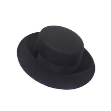 Load image into Gallery viewer, Autumn Winter Polyester Flat Top Hat For Women's Luxury Wide Fedora Hat Jazz Cap Classic Wide Hat Women Comfortable Elegant Hat For Summer Classic Design