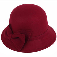 Load image into Gallery viewer, Autumn Winter Polyester Flat Top Hat For Women's Luxury Wide Fedora Hat Jazz Cap Classic Wide Hat Women Comfortable Elegant Hat For Summer Classic Design