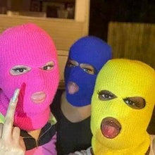 Load image into Gallery viewer, Autumn Winter Ski Mask 3-Hole Knit Hat Full Face Cover Balaclava Hats Funny Party Embroidery Beanies Caps Hole Knitted Full Face Cover Ski Neck Gaiter, Winter Balaclava Warm Knit Beanie for Outdoor Sports Outdoor Full Face Cover Thermal Ski Mask One Size