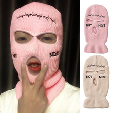 Load image into Gallery viewer, Autumn Winter Ski Mask 3-Hole Knit Hat Full Face Cover Balaclava Hats Funny Party Embroidery Beanies Caps Hole Knitted Full Face Cover Ski Neck Gaiter, Winter Balaclava Warm Knit Beanie for Outdoor Sports Outdoor Full Face Cover Thermal Ski Mask One Size