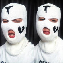 Load image into Gallery viewer, Autumn Winter Ski Mask 3-Hole Knit Hat Full Face Cover Balaclava Hats Funny Party Embroidery Beanies Caps Hole Knitted Full Face Cover Ski Neck Gaiter, Winter Balaclava Warm Knit Beanie for Outdoor Sports Outdoor Full Face Cover Thermal Ski Mask One Size