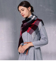 Load image into Gallery viewer, Autumn Winter Super Soft Hijab Classic Cashmere Tartan Lightweight Pure Wool Plaid Scarf Women's Shawls Elegant Thickened To Keep Warm For Women
