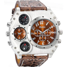Load image into Gallery viewer, Avaner Mens Big Face Dual Time Zone Leather Strap Sport Watch