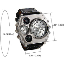 Load image into Gallery viewer, Avaner Mens Big Face Dual Time Zone Leather Strap Sport Watch