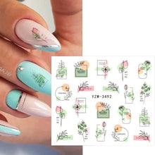 Load image into Gallery viewer, Avocado Fruit Transfer Nail Stickers Charms Winter Water Sticker For Nails Sliders Character Image Tattoo Decal Decoration Cute Summer Nail Art Stickers Summer Fruit Stickers on Nails Unicorn Banana Cherry Avocado Dog Strawberry Nail Art Decals