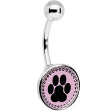 Load image into Gallery viewer, Black on Pink Paw Print Belly Ring