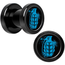 Load image into Gallery viewer, Blue Grenade Black Anodized Screw Fit Plug Set 2G