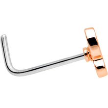 Load image into Gallery viewer, 20G 1/4 Clear CZ Gem Rose Gold Tone Butterfly L Shaped Nose Ring