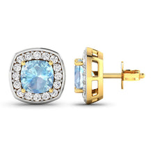 Load image into Gallery viewer, 1.95 Carat Genuine Aquamarine and White Diamond 14K Yellow Gold Earrings