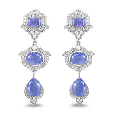 Load image into Gallery viewer, 7.73 Carat Genuine Tanzanite and White Topaz .925 Sterling Silver Earrings