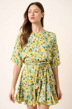 Load image into Gallery viewer, New Summer Floral Tie Waist Half Sleeve Mini Dress –Feminine and Chic Floral Dress with Flattering Tie Waist Detail