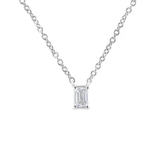Load image into Gallery viewer, 14K White Gold 1/3 Cttw Emerald Shape Solitaire Diamond 18" Pendant Necklace (G-H Color, VS2-SI1 Clarity)