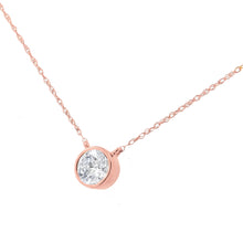 Load image into Gallery viewer, AGS Certified 10K Rose Gold 1/5 Cttw Bezel Set Round Diamond Solitaire 16-18" Adjustable Pendant Necklace (H-I Color, VS1-VS2 Clarity)