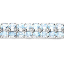 Load image into Gallery viewer, 17.22 Carat Genuine Blue Topaz and White Diamond .925 Sterling Silver Bracelet