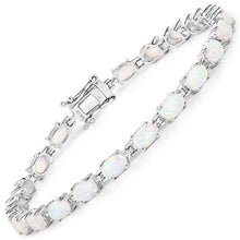 Load image into Gallery viewer, 3.50 Carat Genuine Created Opal .925 Sterling Silver Bracelet