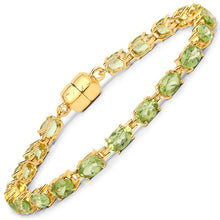 Load image into Gallery viewer, 18K Yellow Gold Plated 9.03 Carat Genuine Peridot .925 Sterling Silver Bracelet