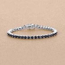 Load image into Gallery viewer, 8.36 Carat Genuine Blue Sapphire .925 Sterling Silver Bracelet