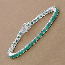 Load image into Gallery viewer, 7.48 Carat Genuine Emerald .925 Sterling Silver Bracelet