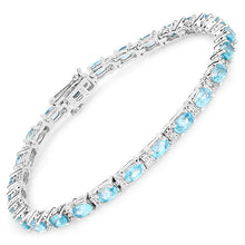 Load image into Gallery viewer, 8.84 Carat Genuine Blue Zircon and Topaz White .925 Sterling Silver Bracelet