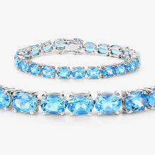 Load image into Gallery viewer, 35.20 Carat Genuine Swiss Blue Topaz .925 Sterling Silver Bracelet