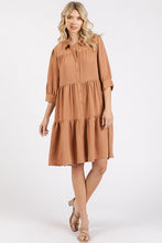 Load image into Gallery viewer, Button Detail Collared Neck Tiered Shirt Dress – Sophisticated and Versatile Dress with Classic Button Details and Flattering Tiered Silhouette