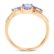 Load image into Gallery viewer, 0.70 Carat Genuine Tanzanite and White Diamond 14K Yellow Gold Ring