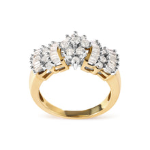 Load image into Gallery viewer, 10K Yellow Gold 1.00 Cttw Diamond Starburst Ring Band (H-I Color, I1-I2 Clarity) - Ring Size 7