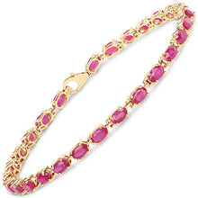 Load image into Gallery viewer, 14K Yellow Gold Plated 7.00 Carat Glass Filled Ruby .925 Sterling Silver Bracelet
