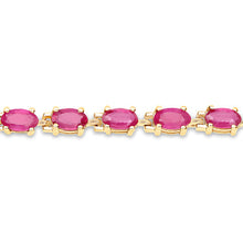 Load image into Gallery viewer, 14K Yellow Gold Plated 7.00 Carat Glass Filled Ruby .925 Sterling Silver Bracelet