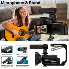Load image into Gallery viewer, 16x Zoom 1080P HD Digital Camera Bundle with 2 Batteries, 32G TF Card, Mic, Hood & Bag