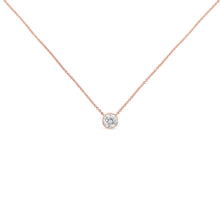 Load image into Gallery viewer, 10K Rose Gold 1/2 Carat Round Brilliant-Cut Diamond Modern Bezel-Set Solitaire 16"-18" Pendant Necklace (H-I Color, SI2-I1 Clarity)