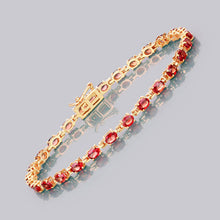 Load image into Gallery viewer, 7.00 Carat Genuine Orange Sapphire 14K Yellow Gold Bracelet