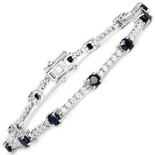 Load image into Gallery viewer, 6.21 Carat Genuine Blue Sapphire and White Zircon .925 Sterling Silver Bracelet
