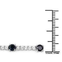 Load image into Gallery viewer, 6.21 Carat Genuine Blue Sapphire and White Zircon .925 Sterling Silver Bracelet