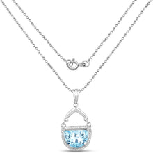 Load image into Gallery viewer, 4.08 Carat Genuine Swiss Blue Topaz & White Topaz .925 Sterling Silver Pendant