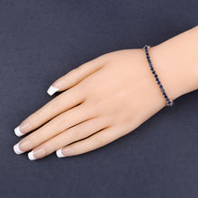 Load image into Gallery viewer, 2.41 Carat Genuine Blue Sapphire and White Zircon .925 Sterling Silver Bracelet