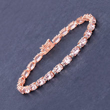 Load image into Gallery viewer, 8.95 Carat Genuine Morganite and White Diamond 14K Rose Gold Bracelet