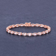 Load image into Gallery viewer, 8.95 Carat Genuine Morganite and White Diamond 14K Rose Gold Bracelet