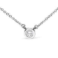 Load image into Gallery viewer, 10K White Gold 1/10 Carat Round Brilliant-Cut Diamond Modern Bezel-Set Solitaire 16"-18" Pendant Necklace (H-I Color, SI2-I1 Clarity)