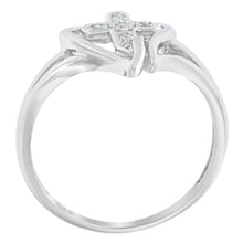 Load image into Gallery viewer, 10K White Gold Diamond-Accented Cross & Open Heart Promise Fashion Ring (H-I Color, I1-I2 Clarity) - Size 7