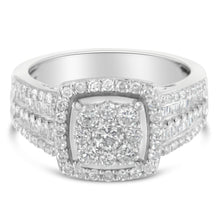 Load image into Gallery viewer, 10K White Gold Diamond Cluster Ring (1 Cttw, H-I Color, I1-I2 Clarity) - Size 6-3/4